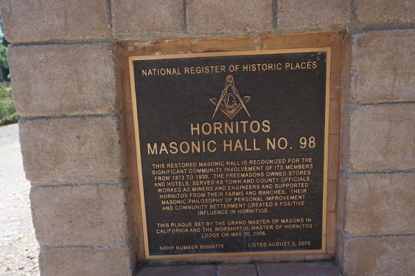 [Picture of Hornitos Masonic Hall plaque 3]